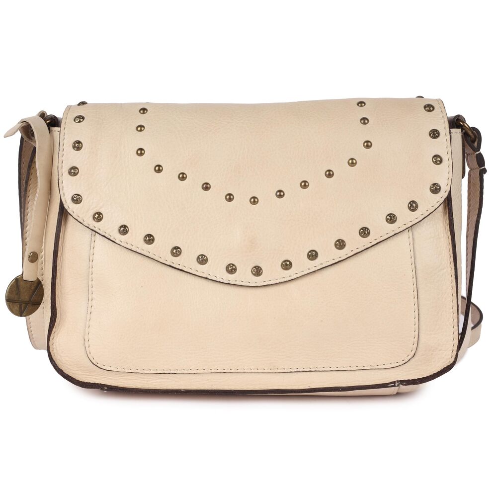 7832 Genuine Italian Leather Boho Studded Crossbody Sling Bag 9.5 inch